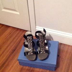 Vera wang wedge sandal patent with diamond studs Vera wang wedge sandal patent with diamond studs