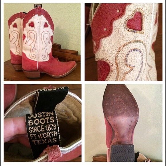 Justin Vintage Red Heart Cowboy Boots