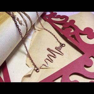 ECG heart beat copper necklace
