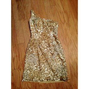 Gold and Silver Sequin Scala Cocktail Dress