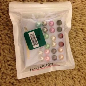 12 colors pearl earrings