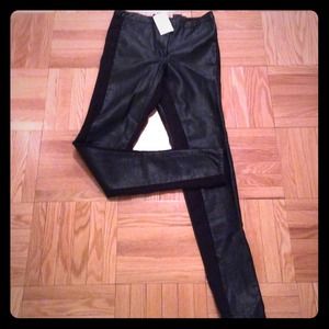 H&M faux leather pants with stretch side panels
