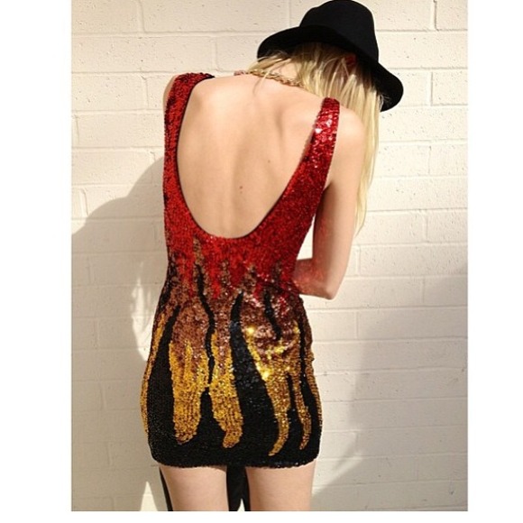 Lf store new flame mini dress open back sequin