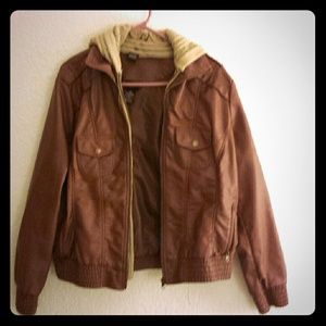 Faux Leather Bomber Jacket