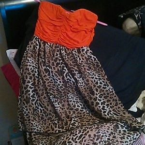 High low strapless dress