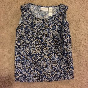 Sleeveless blue floral blouse