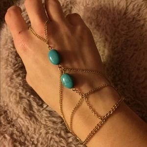 Gold/Turquoise Stone Hand Chain