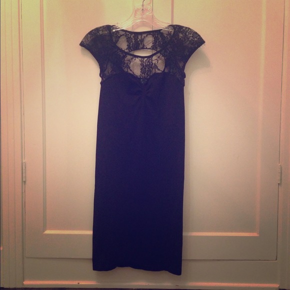 LBD bodycon with lace detail.