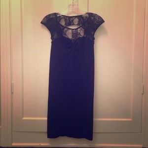LBD bodycon with lace detail.