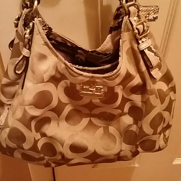 Authentic gold coach purse with snakeskin straps