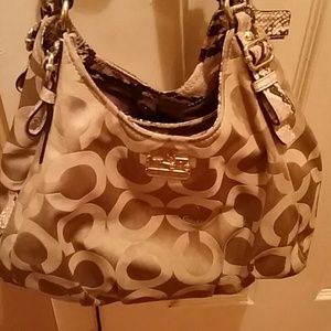 Authentic gold coach purse with snakeskin straps