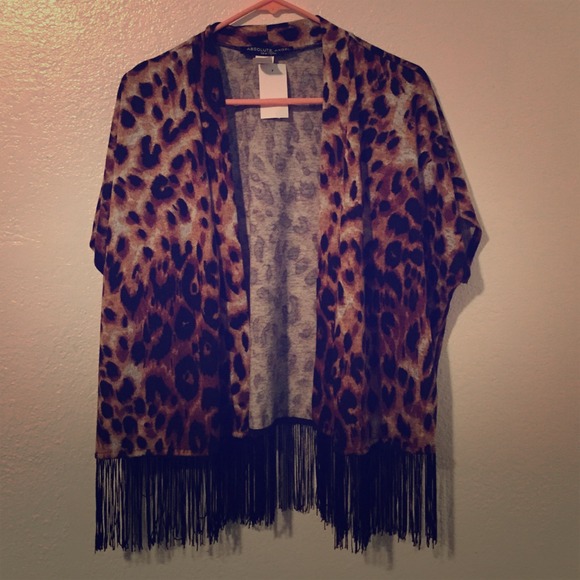 Leopard Fringe Kimono - Picture 1 of 1