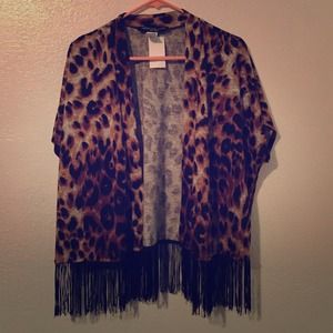 Leopard Fringe Kimono