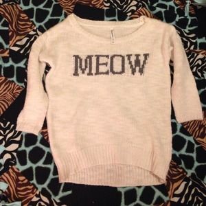 Meow Text Knit Sweater