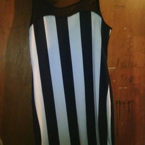 Black white strip dress
