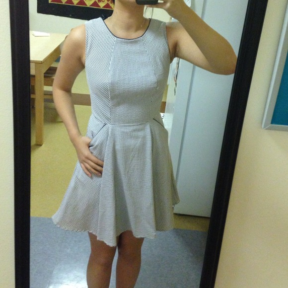 Blue and White Striped Dress - Picture 1 of 2