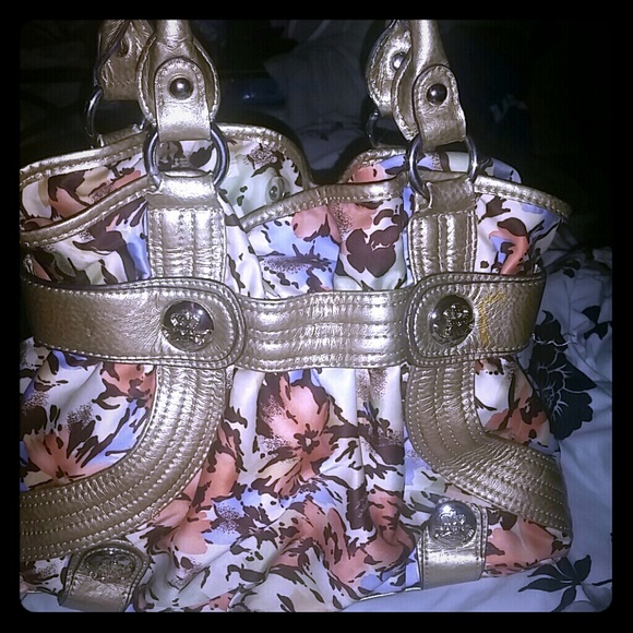 Gold Metallic floral Kathy Van Zeeland shoulderbag