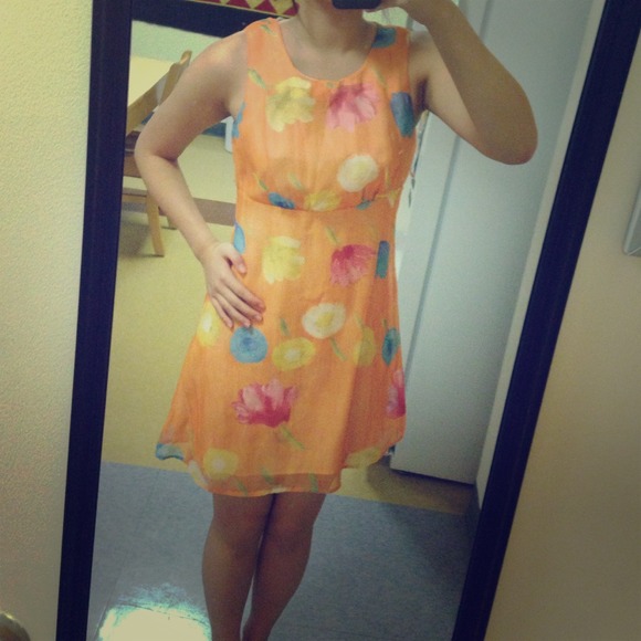 Orange Floral Dress - Picture 1 of 4