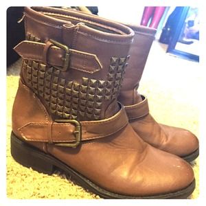 Brown studded ankle boots