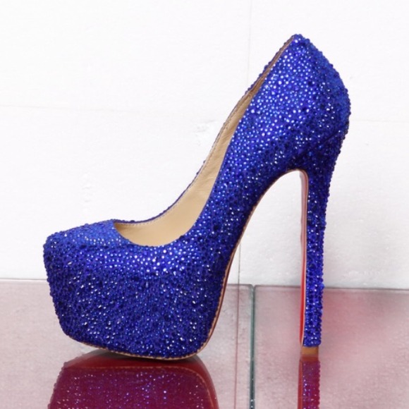 5.5" Blue Rhinestone Crystals Pumps & Bag