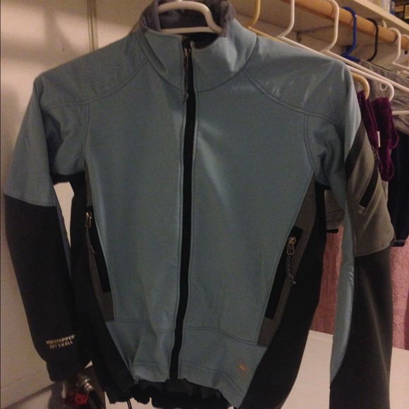 Blue jacket. Super cute on. Warm.