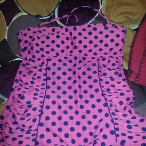 Tankini pink with dark blue poka'dot