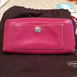 Coach Fuschia pink zip around  wallet