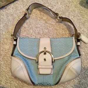 Coach leather flap hobo bag