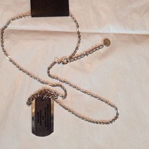 Armani Exchange Necklace Metal Dark Grey Leather