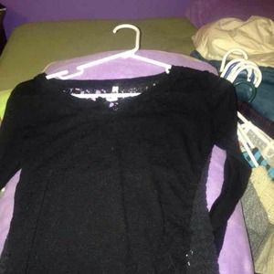 Black long sleeve patterned shirt