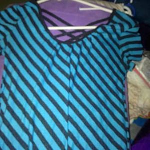 Maurices blue and grey striped shirt
