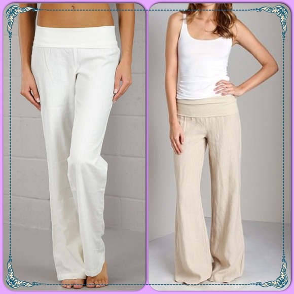 Jolie Pants - 🌟💯 LINEN KHAKI FOLD OVER PANTS 🌞