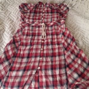 Plaid strapless dress