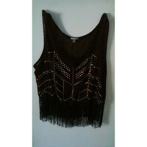 Black diamond fringe shirt!