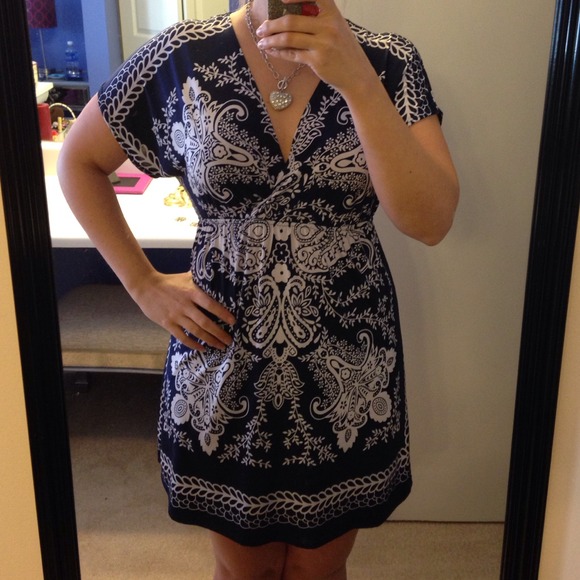 Silky navy and white dress