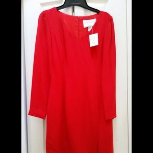 Hugo Buscati Silk V Neck Red dress
