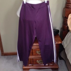 Plum color exercise pants.