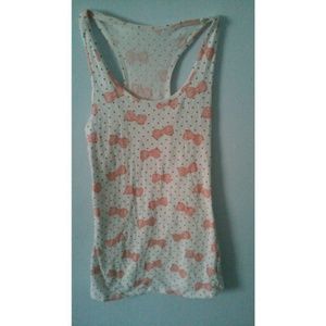 Pink high waist pants & white pink bow top