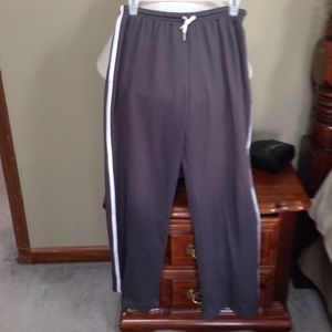 Grey with white trim sweats.