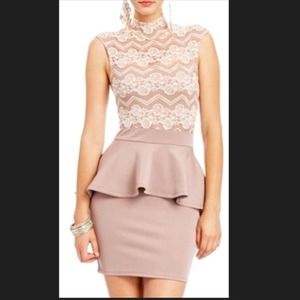 2b Bebe lace top scuba peplum dress