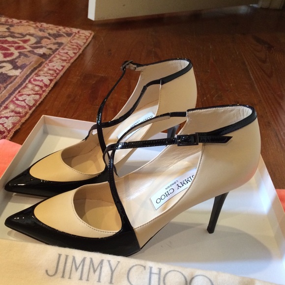 Cream and black patent heels - Picture 2 of 5