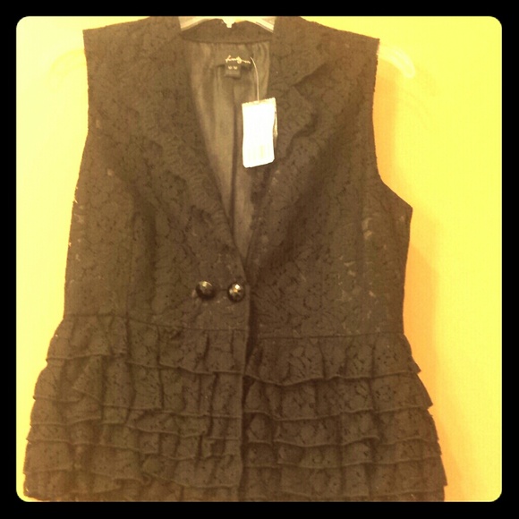 Black lace vest