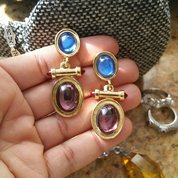 Sold Garage sale-monet jeweled tone dangles - Picture 1 of 4