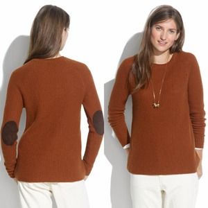Madewell stadium sweater with suede elbow patches