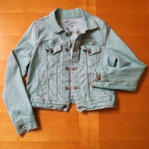 Free People Mint Green Denim Jacket
