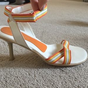Orange and white heels