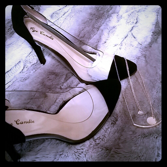 Clear black velevet heels!