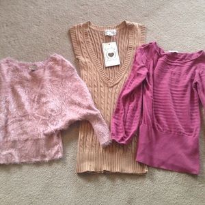 3 sweaters, one price.  Size Medium M