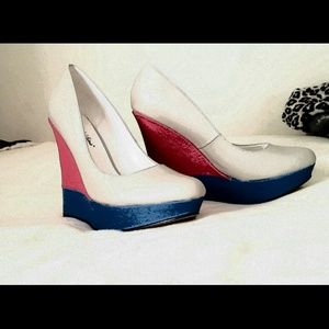 NWB Michael Antonio Color Block Wedge Heels