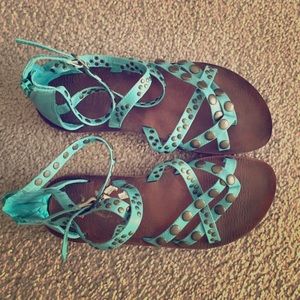 Blowfish teal sandals